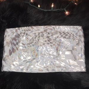 Shiny Reflective Sliver Tube Top/ Bando